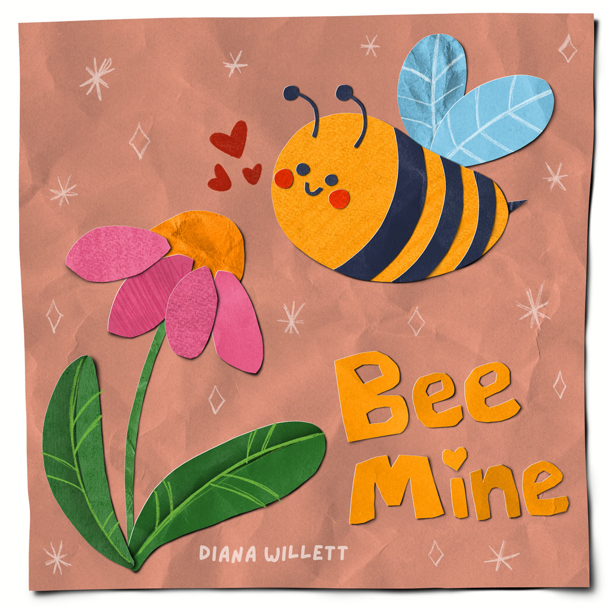 Kidlit Illustration by Diana Willett. paper cut cute bee. bee mine.